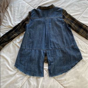 Denim Flannel Free People Button Up Blouse